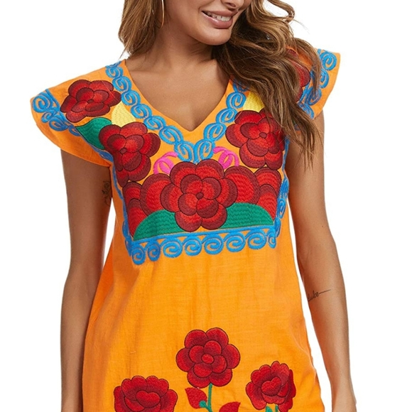 Embroidered🔥 Mini Cotton Dress - Picture 7 of 11